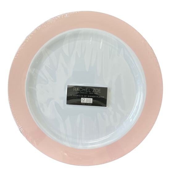 36pc Rachel Zoe Posh Pink & White Disposable Round Dinner/Dessert Plate Set New - Picture 6 of 15